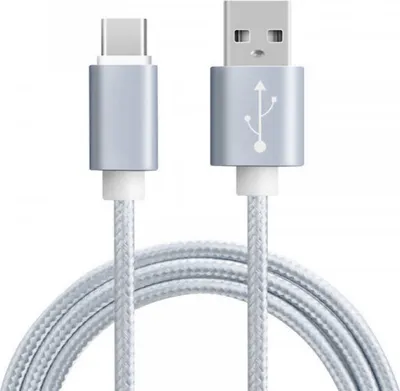Zdjęcie produktu dla Economy Kabel Usb Typ-C 2A Nylon Srebrny Fast Charging 1M