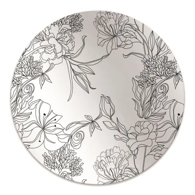 Produktbild von Rundmatte - Stuhlunterlage Bürostuhlunterlage - Rund Ø 100 cm - Bodenmatte - Fußmatte - Schwarze und weiße Blumen