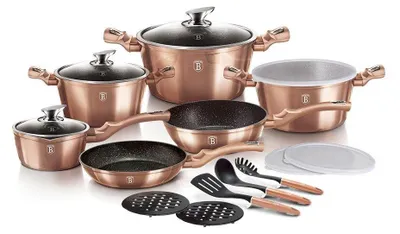 Immagine prodotto di Set di stoviglie con superficie in marmo 18 pezzi Linea Rosegold Metallic
