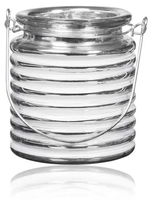 Produktbild von SANDRA RICH, GLASLATERNE WHITE RELIEF Silber verspiegelt WEISS 9cm.