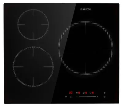 Produktbild von Klarstein Induktionskochfeld, Glaskeramik Kochfeld, Induktionskochfeld mit 3 Platten, Einbau-Induktionskochfeld mit Touch-Display, Digitalanzeige und Timer-Funktion, Schnelles Aufheizen, 5800 Watt