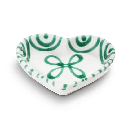 Produktbild von Gmundner Keramik Grüngeflammt, Herzschale (L:10cm)