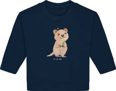 Produktbild von Mr. & Mrs. Panda Organic Baby Pullover Quokka Happy 24. - 36. Monat - French Navy - Geschenk, Aufschieberitis, Verschieben, Lustige Sprüche, Dinge Erledigen, Bullover