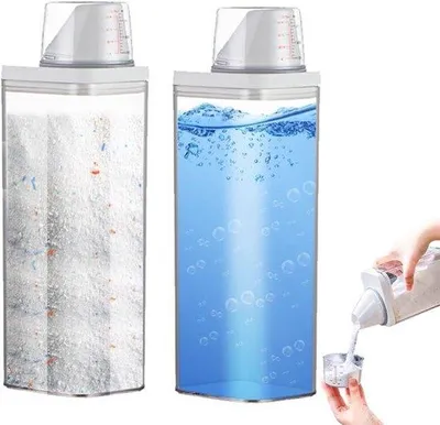 Immagine prodotto di Contenitore ermetico per detersivo con misurino da 1900 ml - 2 pezzi - Serbatoio per detersivo in polvere - Serbatoio di stoccaggio per detersivo - Contenitore per mangime