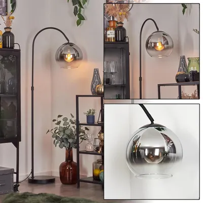 Produktbild von Cesaro Stehlampe aus Metall/Glas in Schwarz/Chrom/Klar/Rauch
