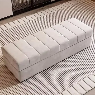 Immagine prodotto di Panca contenitore con spazio di stoccaggio, 140 cm, grigio chiaro, in velluto
