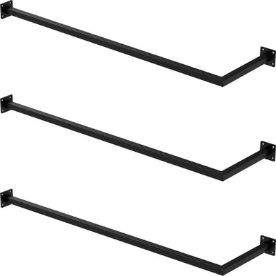 Obrázok produktu pre ML-Design sada 3 rohových vešiakov na šaty na stenu, 30x110 cm, čierna farba, z ocele, vešiak na šaty v tvare L, vrátane montážneho materiálu