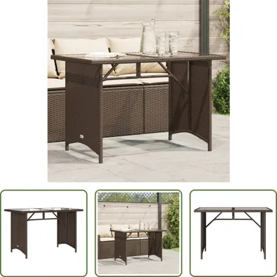 Produktbild von The Living Store Gartentisch mit Glasplatte Braun 110x68x70 cm Poly Rattan