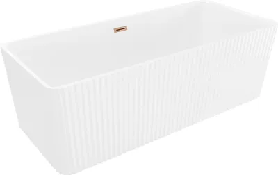 Zdjęcie produktu dla Mexen Nila wanna wolnostojąca ryflowana 170 x 75 cm, biała, przelew różowe złoto - 52841708000-60