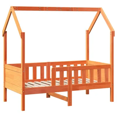 Produktbild von Kinderbett Hausbett Wachsbraun 80x160 cm Massivholz Kiefer