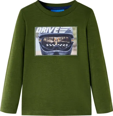 Image de T-shirt enfants à manches longues kaki foncé 116