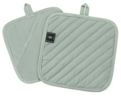 Productafbeelding van Pannenlappen Katoen Onderzetters Antislip Pannenlappen - 2 stuks - Groen 20 x 20 cm