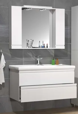 Produktbild von VCM 3-tlg. Waschplatz | Waschtisch Unterschrank 100 cm | Badmöbel Set mit Waschbecken | grifflose Schubladen | Spiegelschrank | Komplett Silora XL