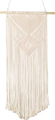 Produktbild von Makramee Tapisserie Boho Handgemachte Wandbehang Handmade Woven Wandteppich Gewebte Quaste Kunst Wanddekor für Wohnzimmer Schlafzimmer Beige Tür Vorhang Tapisserie Dekoration