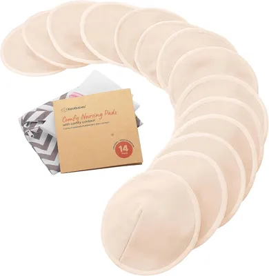Productafbeelding van Bamboe Borstkompressen - Biologisch - 14 Wasbare pads + Waszak - Herbruikbare Borstkompressen voor Borstvoeding