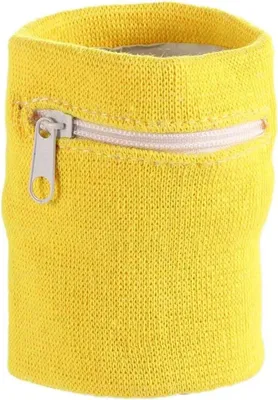 Imagen del producto de Banda para el sudor con cremallera, de 8x8 cm, color amarillo, para deportes y entrenamiento