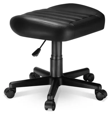 Produktbild von LAPAMAX Rollhocker AR21-B, höhenverstellbarer Arbeitshocker 43–51 cm mit Rollen, Fußring und Kunstleder-Sitz in Schwarz