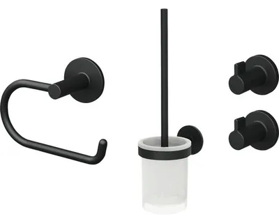 Produktbild von LENZ NERO Bad- Accessoires- Set in Schwarz-matt, 4-teilig 4590051