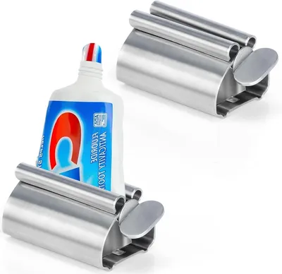 Image de Presse-tube en acier inoxydable – Lot de 2 presse-tubes pour dentifrice, support polyvalent pour tubes de dentifrice, crème, pommade et peinture à l'huile