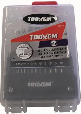 Image de TOOXEM 820-266 Jeu de forets hélicoïdaux HSS 19pcs 1-10mm/0,5mm (1 pièce)