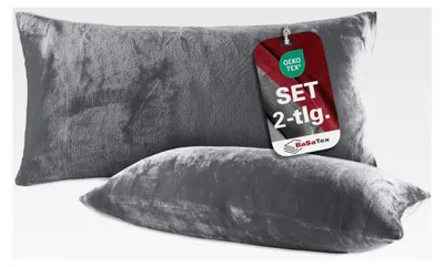 Produktbild von Plüsch Kissenbezug im Doppelpack | Cashmere Touch Kopfkissenbezug | Fleece Sofakissen | 100% Mikrofaser | 2x 40x80 cm | Anthrazit
