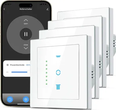 Immagine prodotto di Text: CURRYSMARTER WLAN Roller Shutter Switch 6th gen with LED for Echo Alexa/Google 4 pcs.