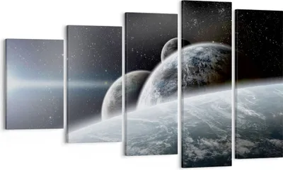 Produktbild von Bild auf Leinwand - Leinwandbild - Planeten Kosmos Sterne - 100x60cm - Wand Bild - Wanddeko - Leinwanddruck - Bilder - Kunstdruck - Wanddekoration - Leinwand bilder - Wandkunst - EG100x60-2327
