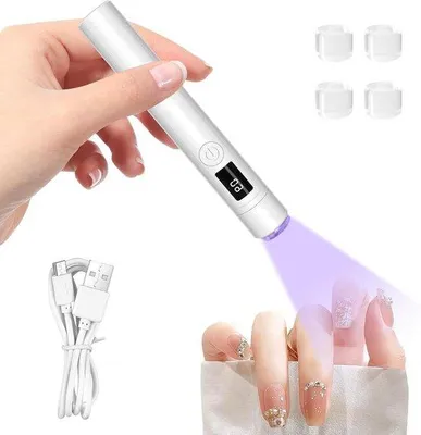 Produktbild von Nagellack-Härtungslampe - Mini-UV-Lampe - Zum Aushärten von Gel-Nägeln - Mit Nagelstempel - Tragbar - Weiß