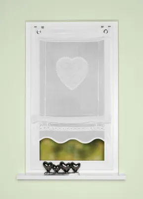 Produktbild von Bändchenrollo bestickt Corazon weiß 130 x 80 cm