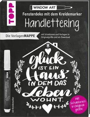 Produktbild von Vorlagenmappe Fensterdeko mit dem Kreidemarker - Handlettering. Inkl. Original Kreidemarker von Kreul und Schablonen