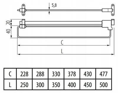 Produktbild von Rejs Kleiderauszug 350 mm Chrom für Schränke