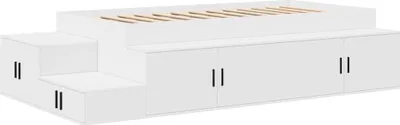 Immagine prodotto di Struttura letto con contenitore e ripiano, bianca, 75 cm, realizzata in materiale composito di legno