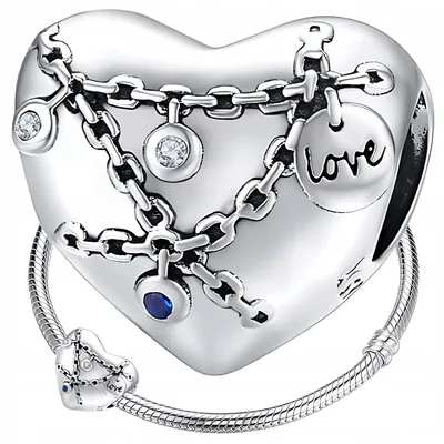 Zdjęcie produktu dla CHARMS SERCE WIĘŹ srebro 925 koralik zawieszka łańcuszek cyrkonie beads