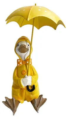 Produktbild von Regenschirmenten-Statue, gelbe Regenschirmenten-Figur aus Kunstharz, Tierskulptur, Dekoration für Zuhause oder Büro