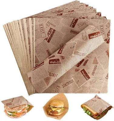 Image de 400 feuilles de papier journal pour hamburgers, frites, sandwichs, fromage - Idéal pour la cuisine et la boulangerie - 25 x 25 cm