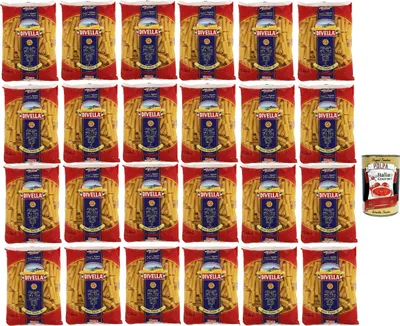 Produktbild von Divella Pasta 100% Italienisch Zitoni Tagliati n. 31, Nudeln aus Hartweizengrieß, Kochen 9 Minuten 24x 500g + Italian Gourmet polpa 400g