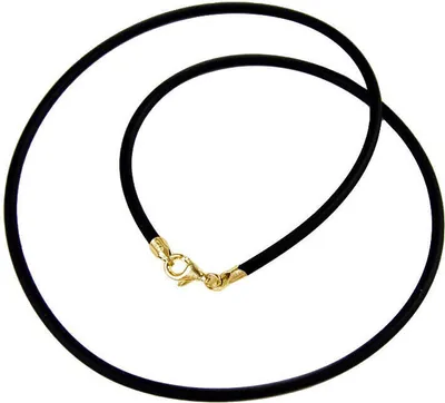 Produktbild von Minott Kautschuk-Band Kette Halsband schwarz 50cm / gelbgolden 32523