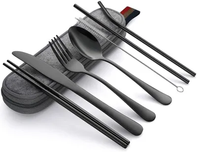 Produktbild von Reisebesteck Set 8-teilig, Edelstahl, mit Etui, für Camping