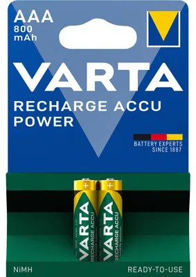 Produktbild von Varta 56703, Wiederaufladbarer Akku, AAA, Nickel-Metallhydrid (NiMH), 1,2 V, 2 Stück(e), 800 mAh