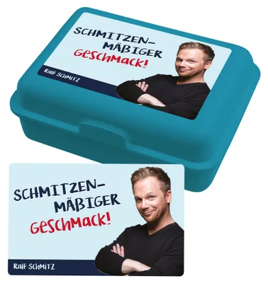 Broodtrommel mit Trennwand, Lunchbox, blau, 17,5 x 12,8 x 6,9 cm