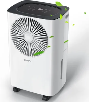 Produktbild von CONOPU Luftentfeuchter 12L Kompressor mit 24h Timer und Schlafmodus für Wohnung Keller Schlafzimmer energiesparend mit Wäschetrocknung und