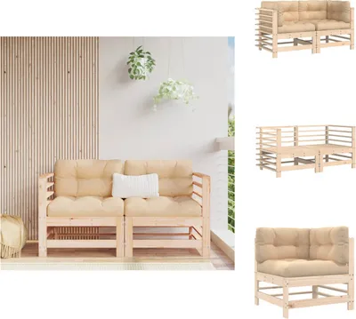Produktbild von vidaXL Ecksofas mit Kissen 2 Stk. Massivholz Kiefer -  Gartensofaelemente
