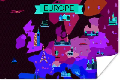 Produktbild von MuchoWow® Poster Karte - Europa - Architektur 30x20 cm - Plakate - Print
