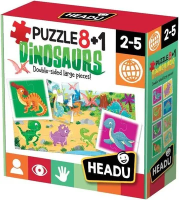 Produktbild von HEADU Puzzle Dinosaurier 8 + 1 Alter 2-5 22243