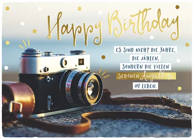 Produktbild von DeCoArt... 1 B5 Umschlagkarte Geburtstag Kamera Happy Birthday ca. 25 x 16,5 cm mit Umschlag