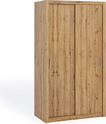 Produktbild von Schiebetürenschrank Zenit 120 cm, Zwei-Türen Garderobenschrank, Kleiderschrank (Farbe: Artisan Eiche, ohne Spiegel)