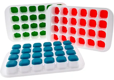 Produktbild von Migros Eiswürfelform – 1 Set mit 3 Stück – 72 Eiswürfel – Silikon-Drücker – BPA-frei