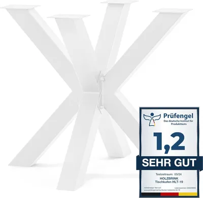 Produktbild von HOLZBRINK Tischbeine aus Metall, Tischgestell für Esstisch Küchentisch Konferenztisch, 85x80x72 cm (LxBxH), Weiss, 1 Stück