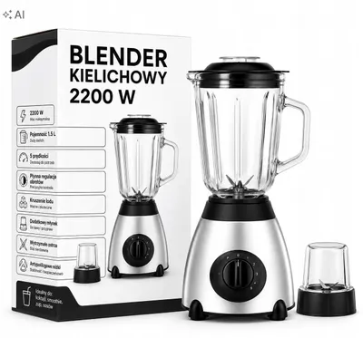 Zdjęcie produktu dla Mikser stojący 2200 W - wydajny mikser o pojemności 1,5 litra, idealny do koktajli i lodów - ostrza ze stali nierdzewnej