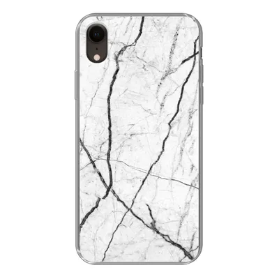 Produktbild von MuchoWow® Handyhülle Schutzhülle Hülle für iPhone XR Marmor - Schwarz - Weiß Silikon Softcase Handy Hülle - Schutzdeckel